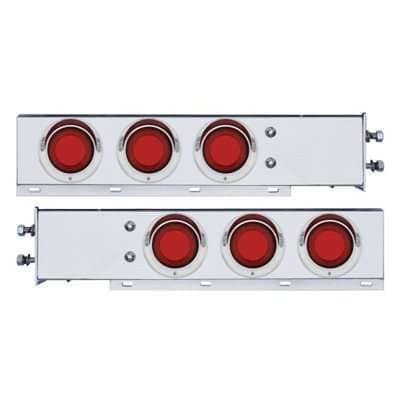 2-1/2" Bolt Pattern Stainless Steel Spring Loaded Rear Bar with 6x 4" Red LED Mirage Lights & Visor – Red Lens (Pair)