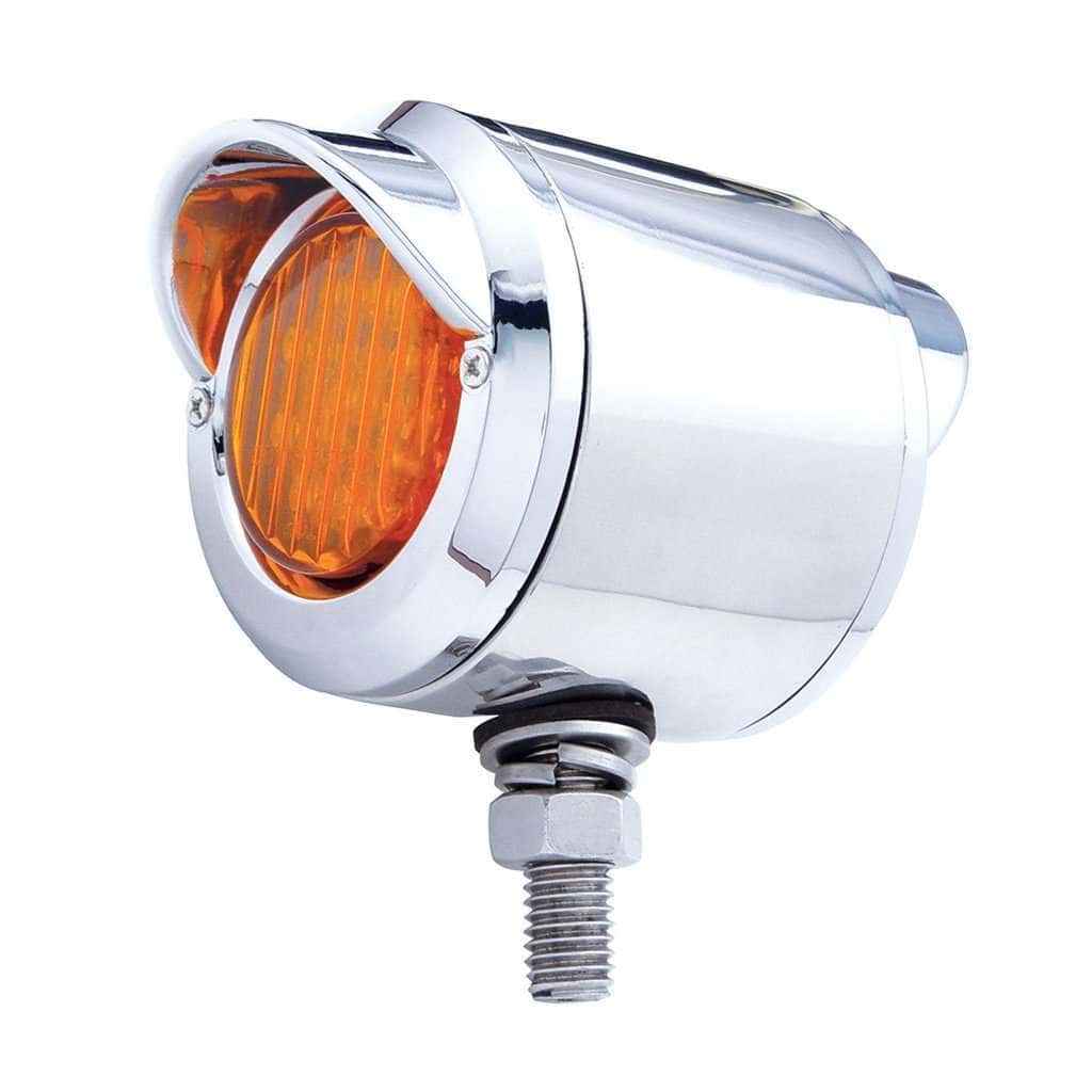 Stainless 2-1/2" Double Face Light With LED Lights-Amber/Red LED & Lens