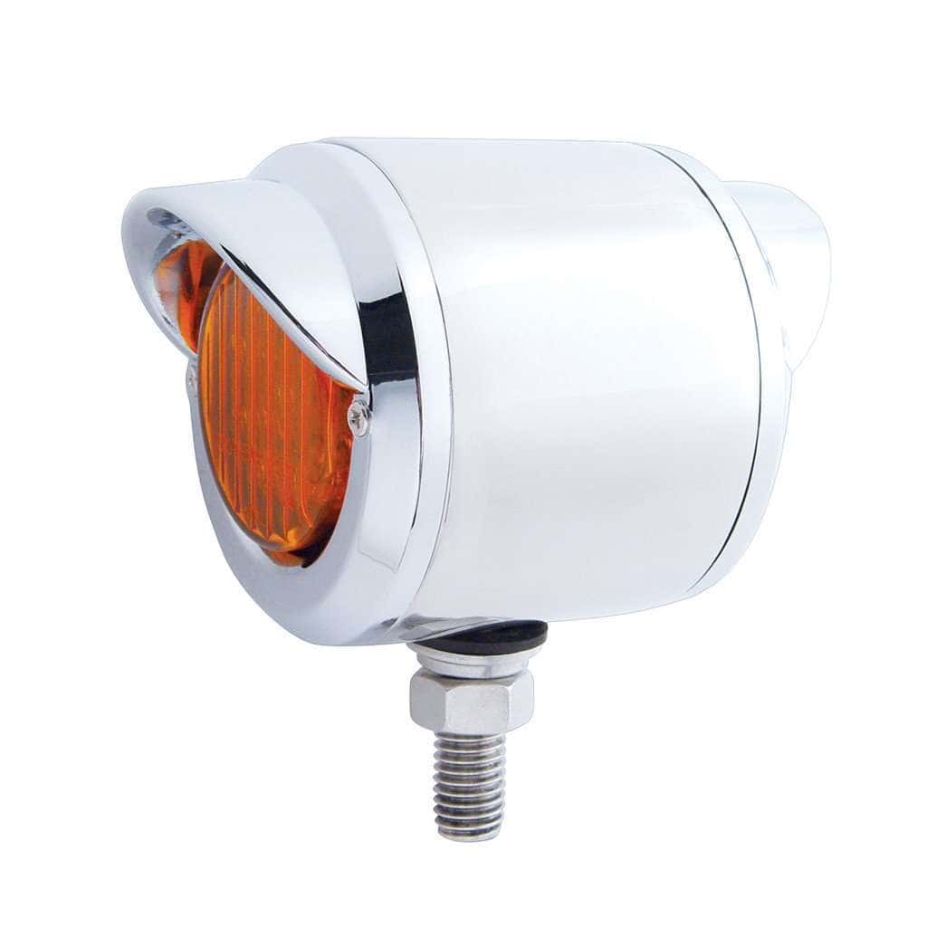Stainless 2-1/2" Double Face Light With LED Lights-Amber/Red LED & Lens