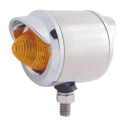 Stainless 2-1/2" Double Face LED Beehive Lights With Visor - Amber & Red LED