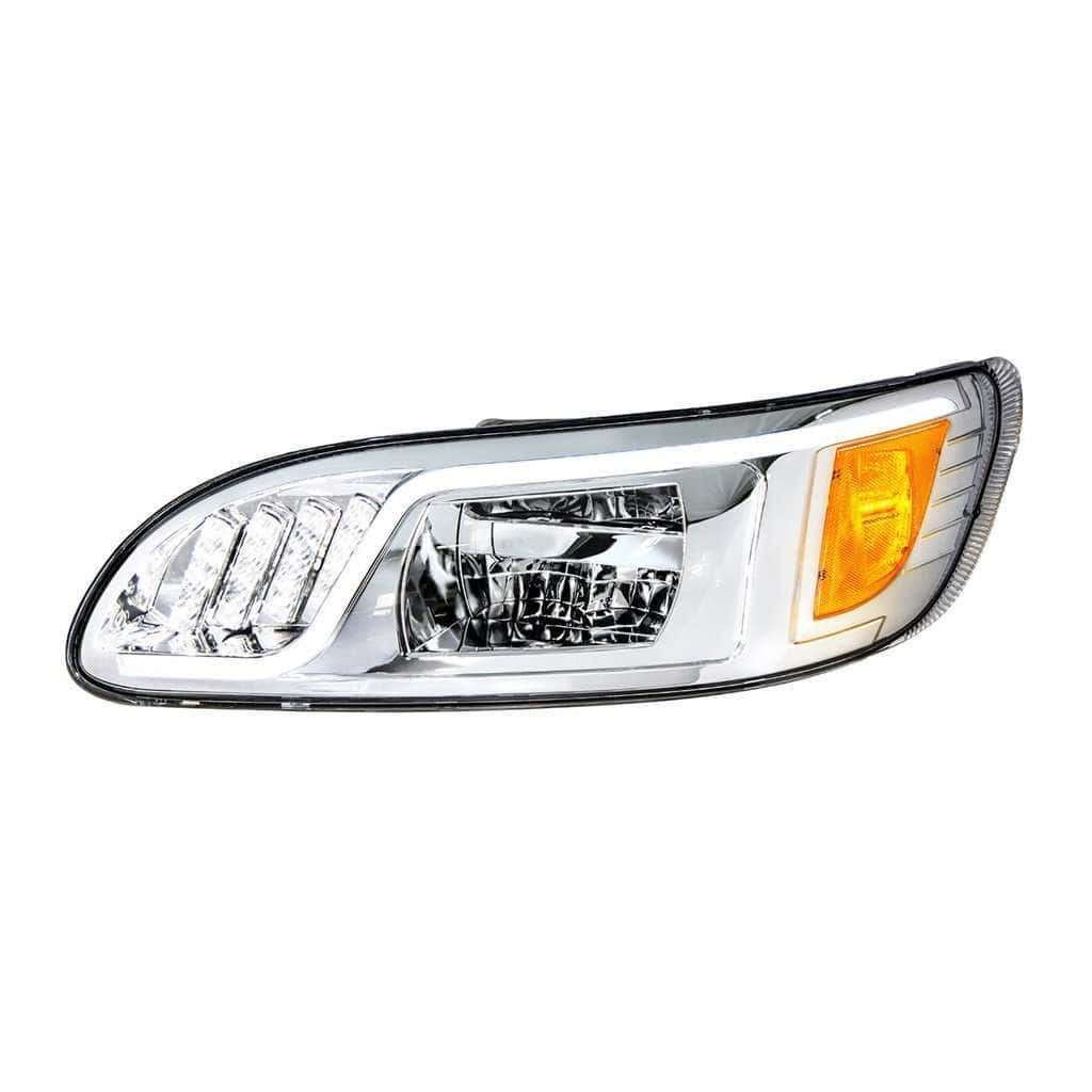 LED Headlight with LED Turn, Position, DRL for Peterbilt 386 (2005-2015) & 387 (1999-2010)-Chrome