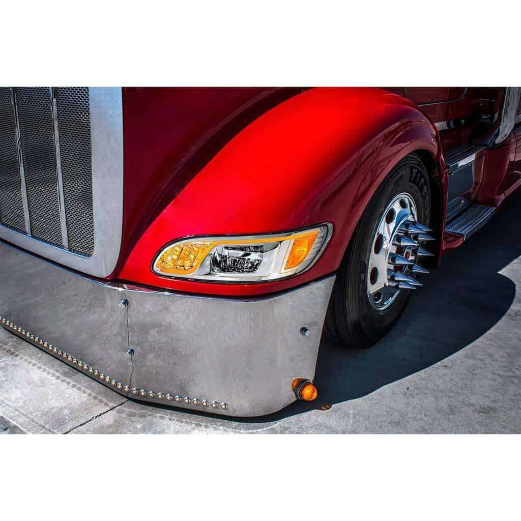 Peterbilt 386 / 387 Chrome Led Headlights With Drl &Amp; Turn Signal 7 LED Headlight with LED Turn, Position, DRL for Peterbilt 386 (2005-2015) & 387 (1999-2010)-Chrome