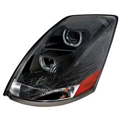 2003–2017 Volvo VN/VNL Blackout Projection Headlight w/Amber LED Light Bar