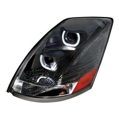 2003–2017 Volvo VN/VNL Blackout Projection Headlight w/LED DRL Light Bar