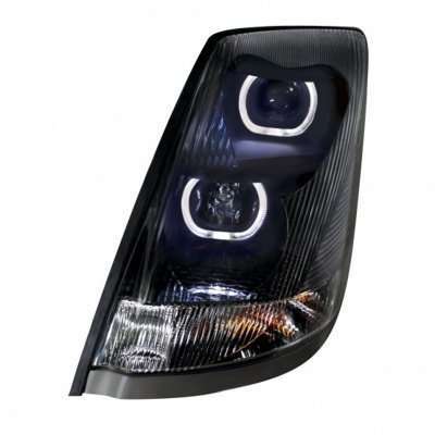 2003–2017 Volvo Vn/Vnl Blackout Projection Headlight W/Led Drl Light Bar 3 2003–2017 Volvo VN/VNL Blackout Projection Headlight w/LED DRL Light Bar