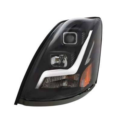 2003–2017 Volvo VN/VNL Blackout Projection Headlight w/LED Light Bar