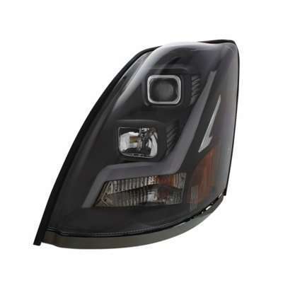 2003–2017 Volvo VN/VNL Blackout Projection Headlight w/LED Light Bar
