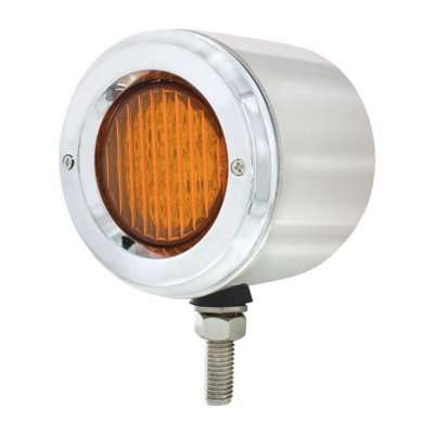 Stainless 2-1/2&Quot; Double Face Light With Led Lights-Amber/Red 3 Stainless 2-1/2" Double Face Light With LED Lights-Amber/Red LED & Lens