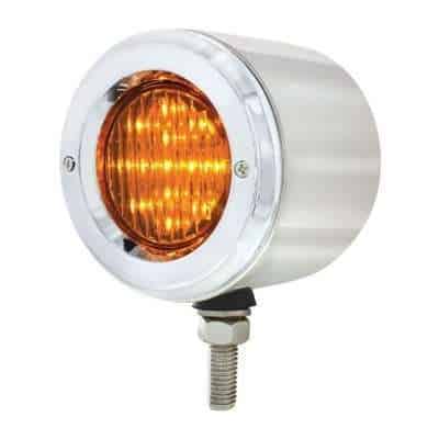 Stainless 2-1/2&Quot; Double Face Light With Led Lights-Amber/Red 4 Stainless 2-1/2" Double Face Light With LED Lights-Amber/Red LED & Lens