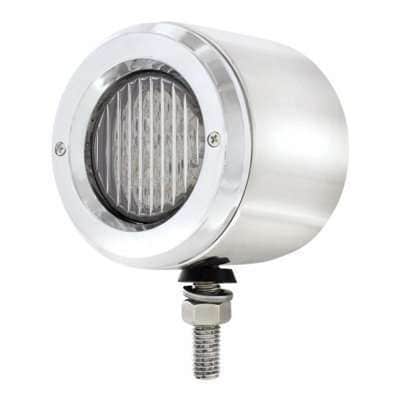 Stainless 2-1/2" Double Face Light With LED Lights-Amber/Red LED Clear Lens