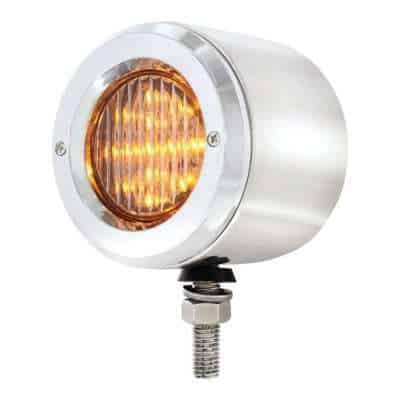 Stainless 2-1/2&Quot; Double Face Light With Led Lights-Amber/Red &Amp; Clear Lens 3 Stainless 2-1/2" Double Face Light With LED Lights-Amber/Red LED Clear Lens