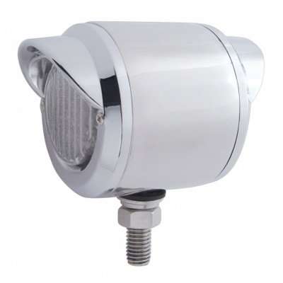 Stainless 2-1/2" Double Face Light With LED Lights-Amber/Red LED Clear Lens