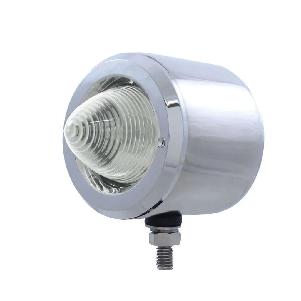 Stainless 2-1/2" Double Face LED Beehive Lights With Bezel - Amber & Red LED/Clear Lens