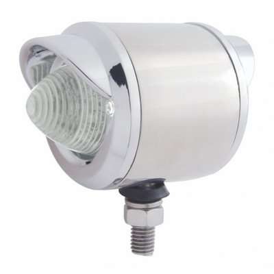 Stainless 2-1/2" Double Face LED Beehive Lights With Visor - Amber & Red LED