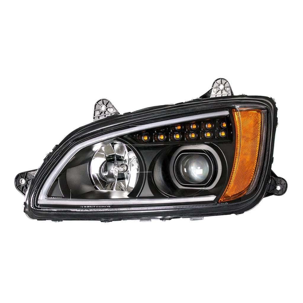 Projection Headlight with LED Turn Signal & Position Light for 2008-2017 Kenworth T660-Black