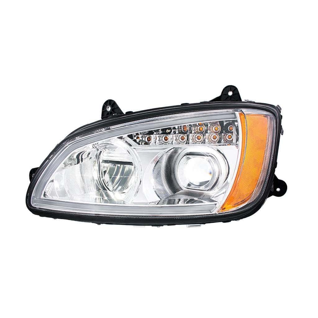 Full LED Projection Headlight with Turn Signal & Position Light Bar for 2008-2017 Kenworth T660-Chrome