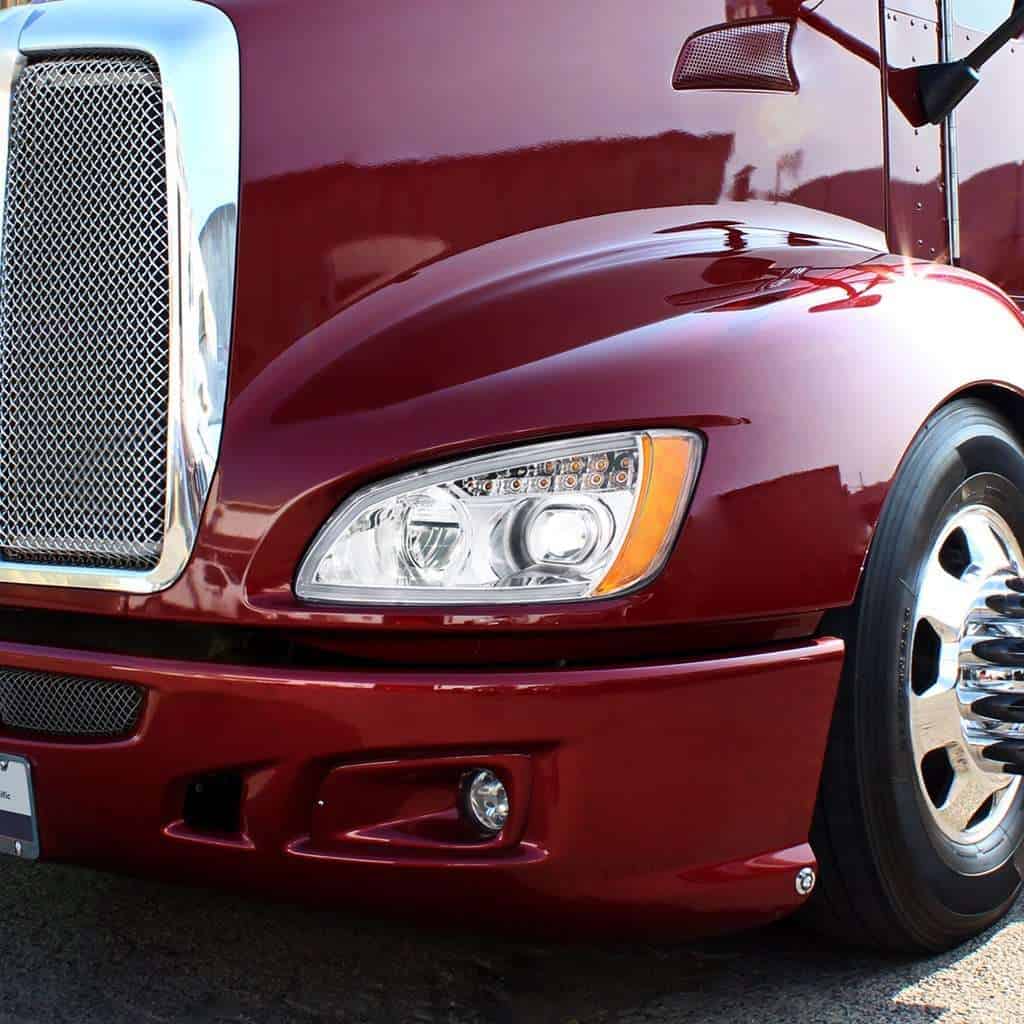 Kenworth T660 Led Projector Headlights W/ Turn Signal &Amp; Light Bar (2008–2017) 7 Full LED Projection Headlight with Turn Signal & Position Light Bar for 2008-2017 Kenworth T660-Chrome