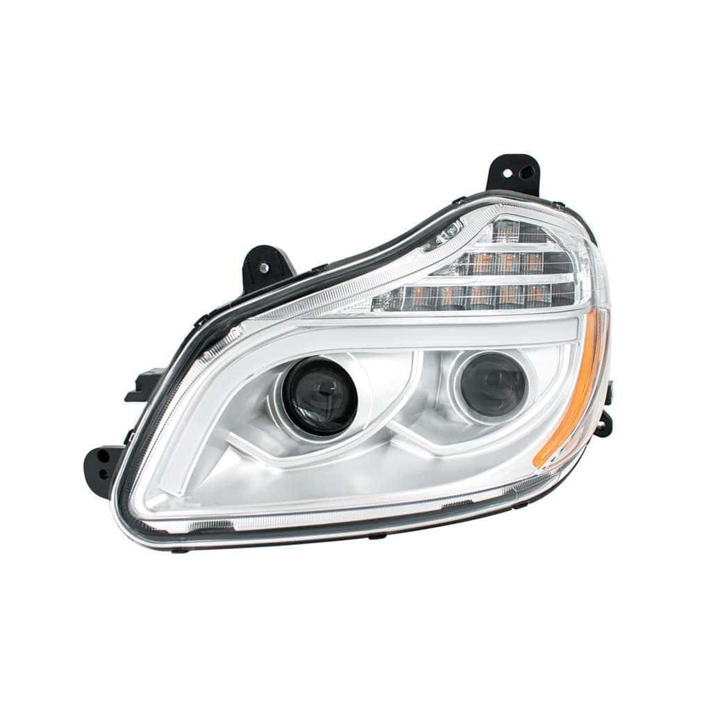 Kenworth T680 Led Projector Headlights W/ Light Bar (2013–2021) 5 8 LED Projection Headlight for 2013-2021 Kenworth T680-Chrome