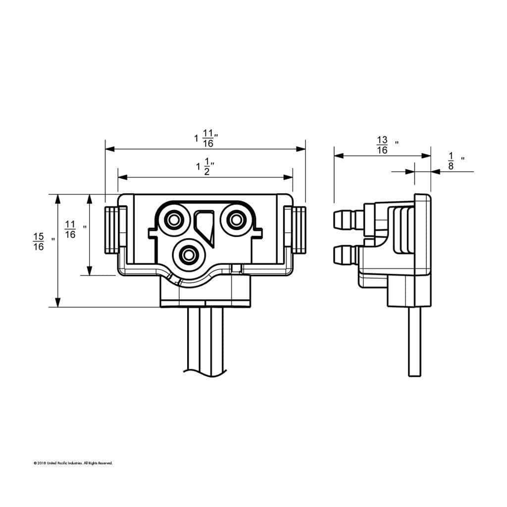 3 Wire Pigtail With 3-Prong Right Angle Plug – 12&Quot; Lead 5 3 Wire Pigtail with 3-Prong Right Angle Plug – 12" Lead