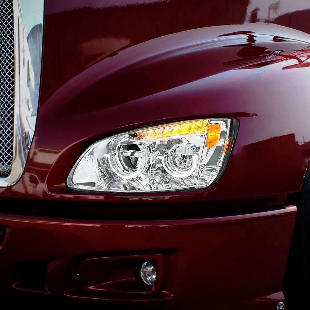 Kenworth T660 Chrome Full Led Headlights (2008–2017) 3 Full LED Headlight for 2008-2017 Kenworth T660-Chrome