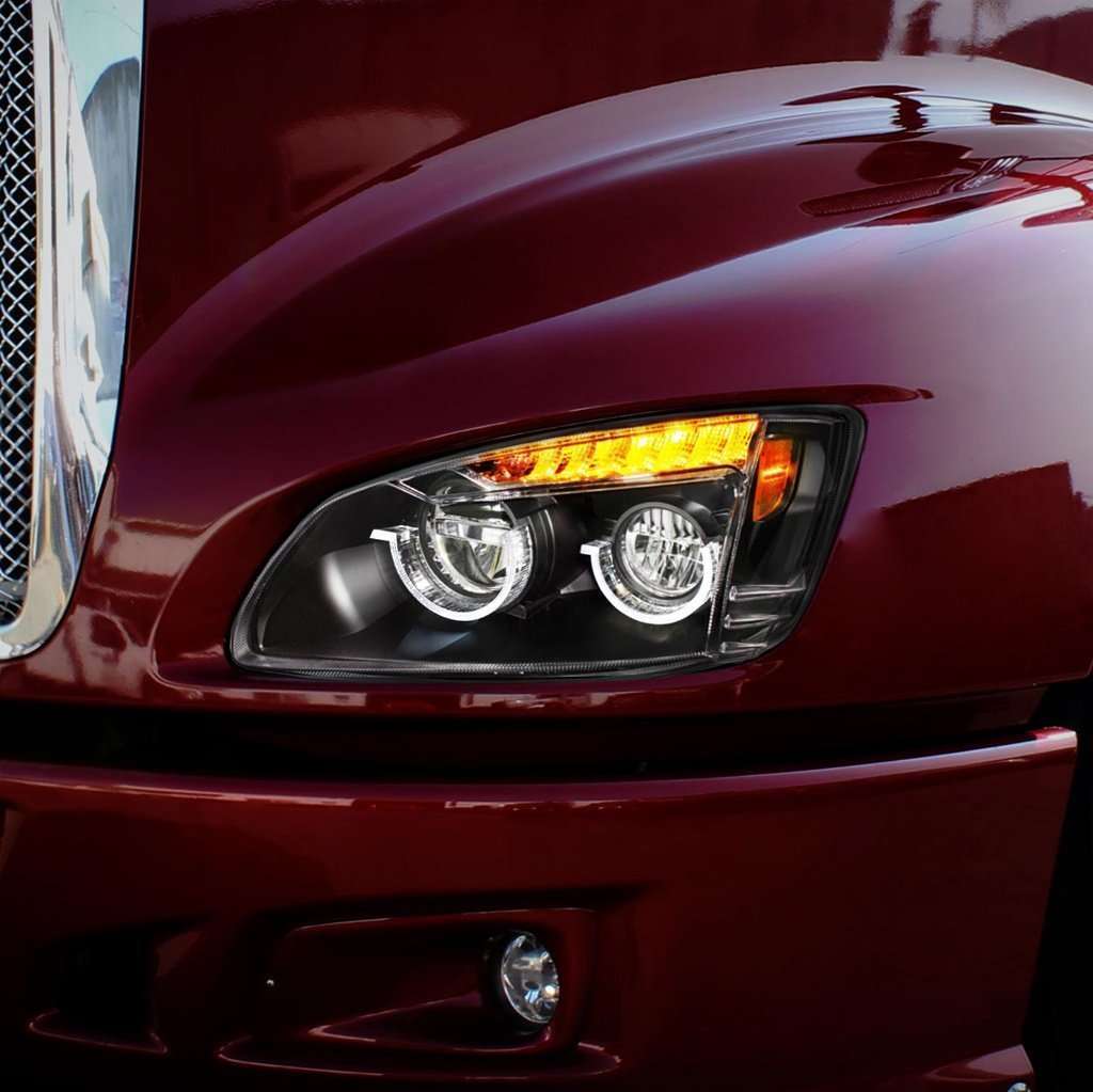 Kenworth T660 Blackout Full Led Headlights (2008–2017) 8 Full LED Headlight for 2008-2017 Kenworth T660-Black