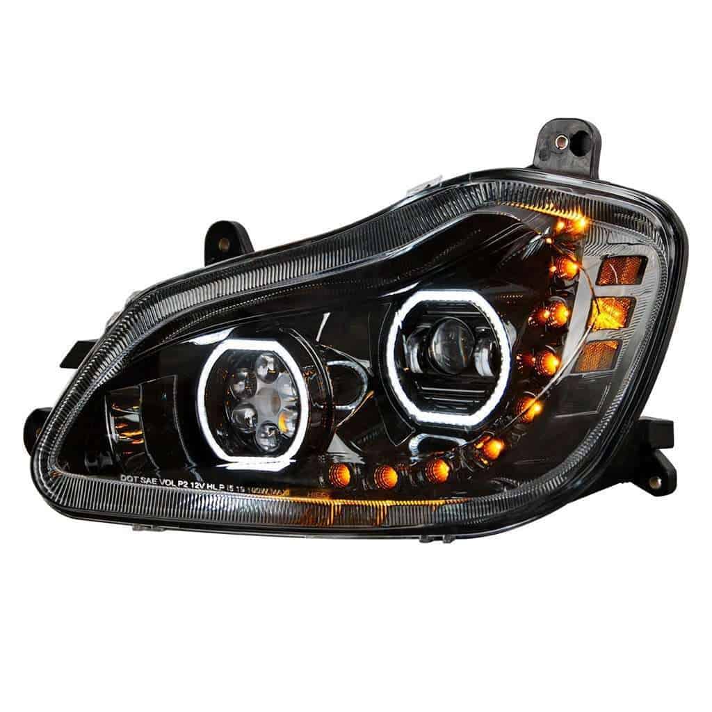 Kenworth T680 High Output LED Halo Headlights w/ Sequential Turn Signal (2013–2021)