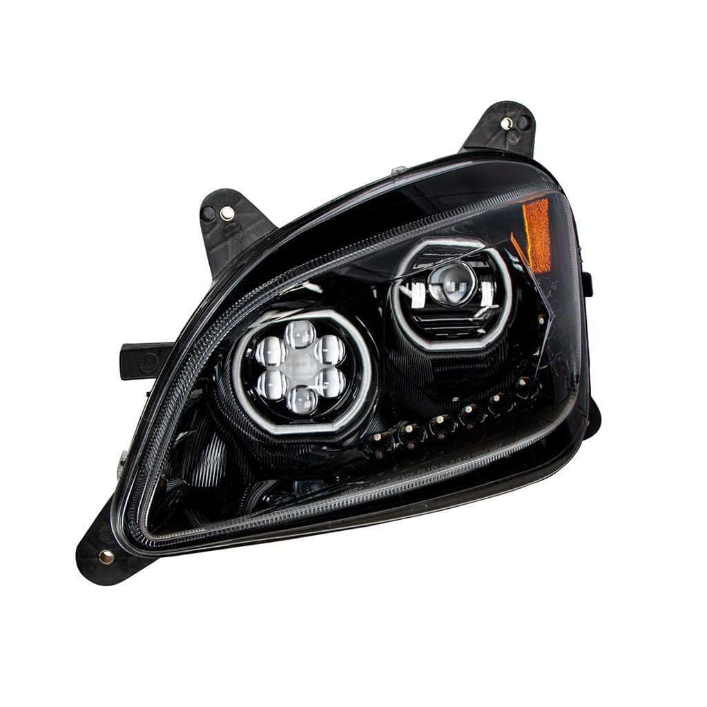 Peterbilt 579 Led Headlights With Halo Drl &Amp; Sequential Turn Signal (12–24V) 4 Peterbilt 587 (10-16)/579 (12-21) 10 LED Headlight-Black
