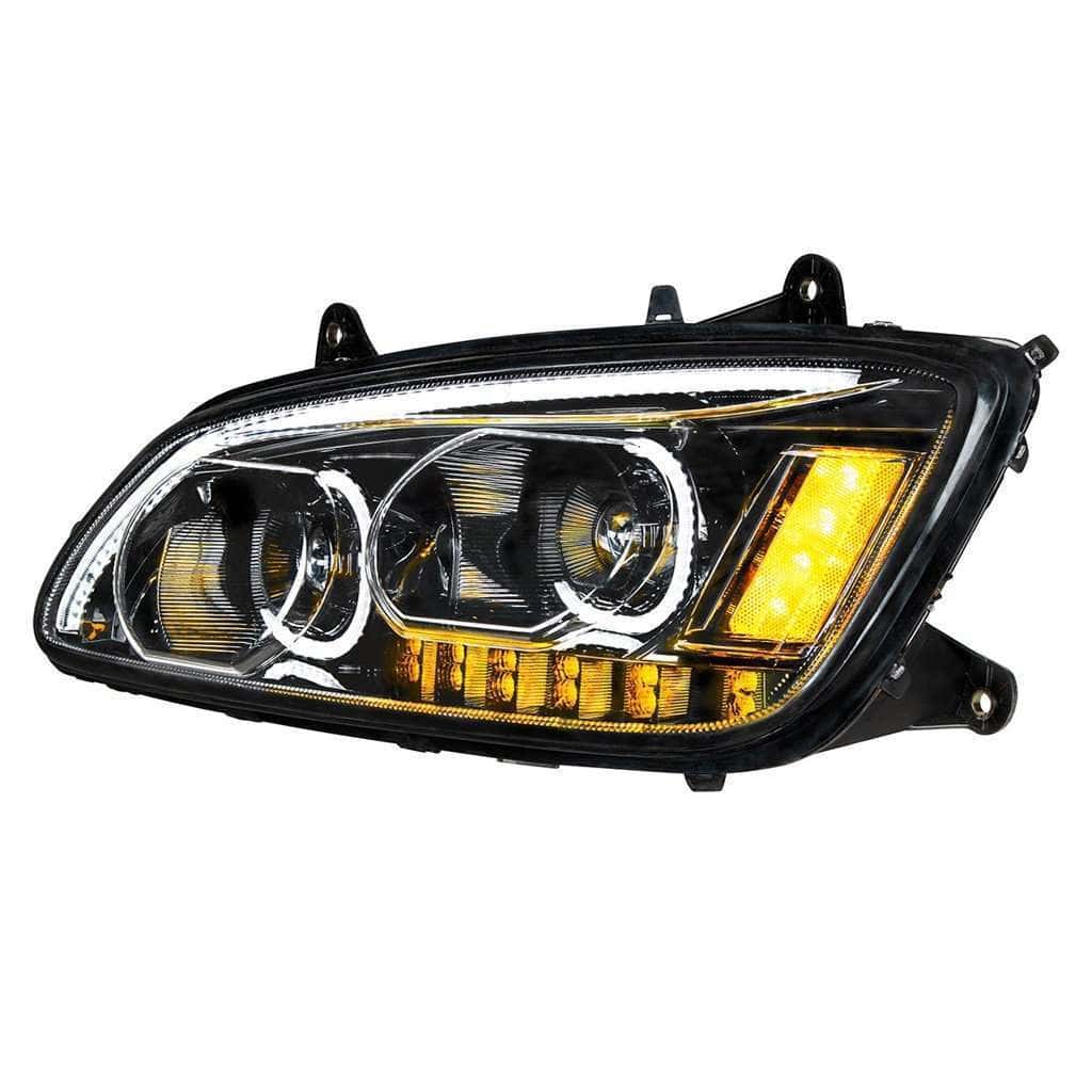 Kenworth T660 Black Led Headlights W/ Turn Signal &Amp; Light Bar (2008–2017) 3 Kenworth T660 LED Headlights (07-17): United Pacific-Black