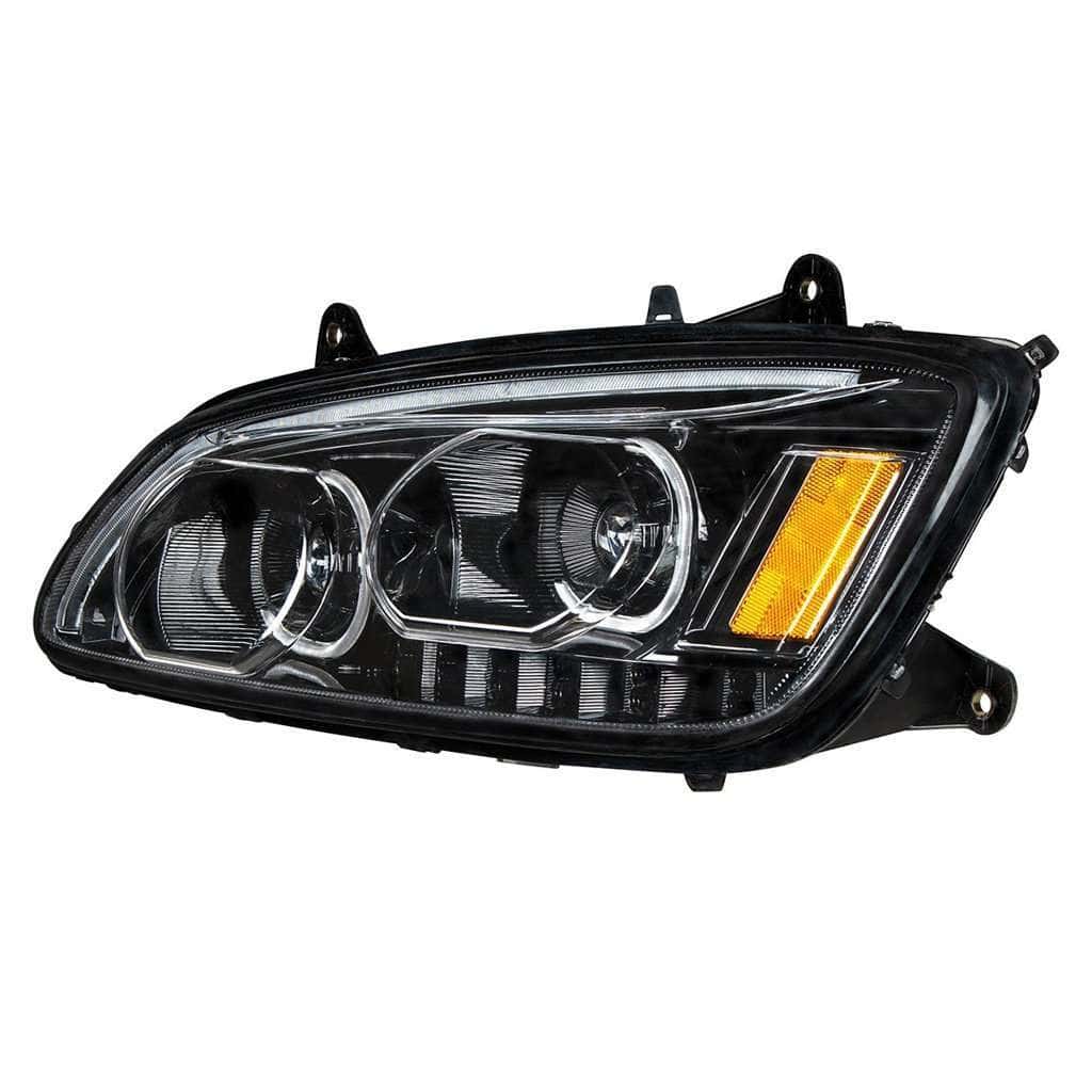 Kenworth T660 Black Led Headlights W/ Turn Signal &Amp; Light Bar (2008–2017) 4 Kenworth T660 LED Headlights (07-17): United Pacific-Black