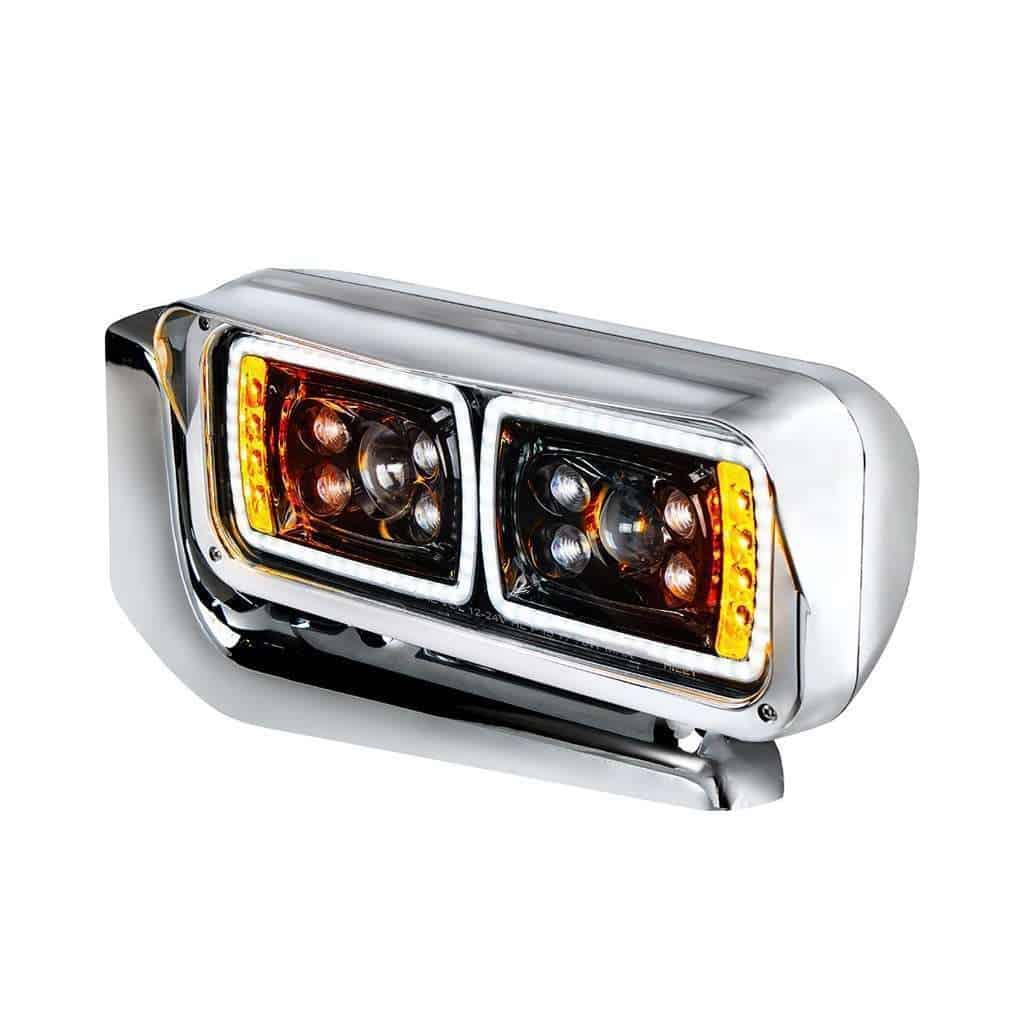 Peterbilt 379 High Power Led Projection Headlight Assembly W Mounting Arm-Black 3 Peterbilt 379 High Power LED Projection Headlight Assembly w Mounting Arm-Black