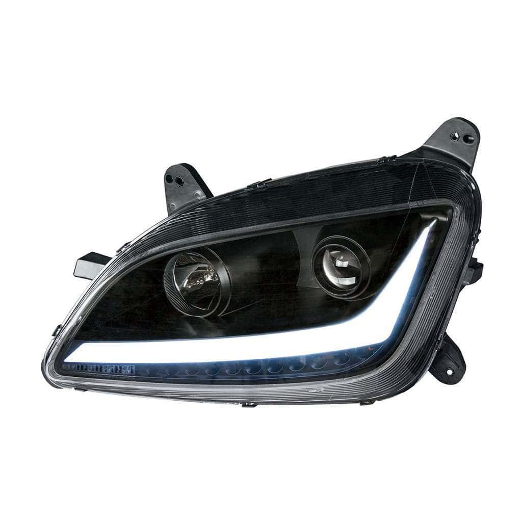 Peterbilt 579 Projection Headlight w LED Position Light/Signal (12-21)-Black