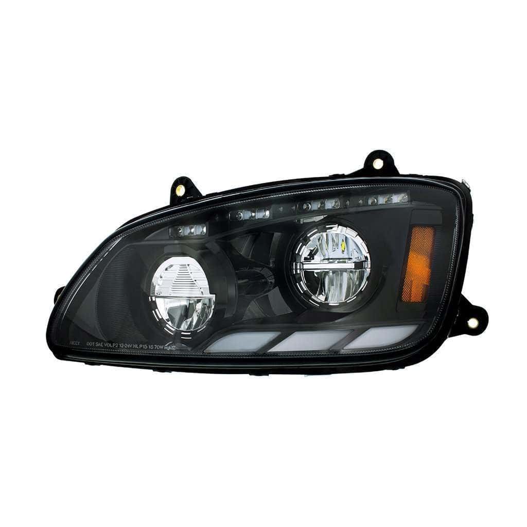 Kenworth T660 Black LED Headlights w/ Sequential Turn Signal & Triple Light Bars (2008–2017)