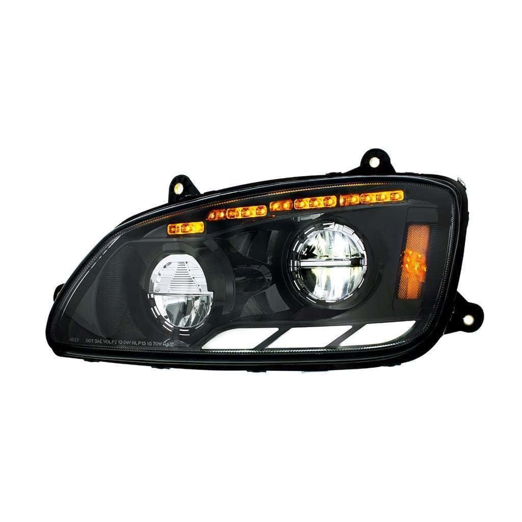 Kenworth T660 LED Headlights 2008 to 2017 With Sequential Turn Signals-Black
