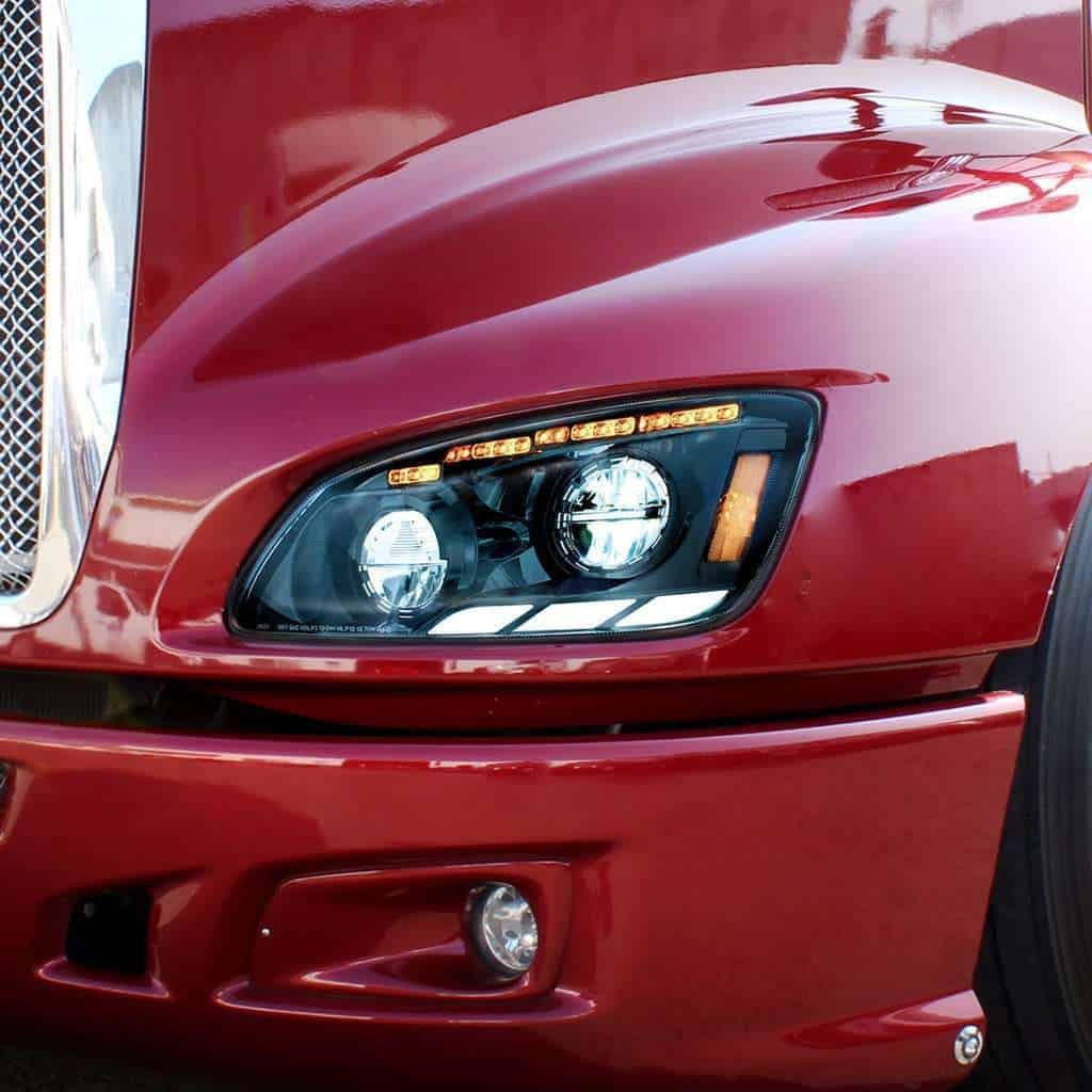 Kenworth T660 Black Led Headlights W/ Sequential Turn Signal &Amp; Triple Light Bars (2008–2017) 7 Kenworth T660 LED Headlights 2008 to 2017 With Sequential Turn Signals-Black