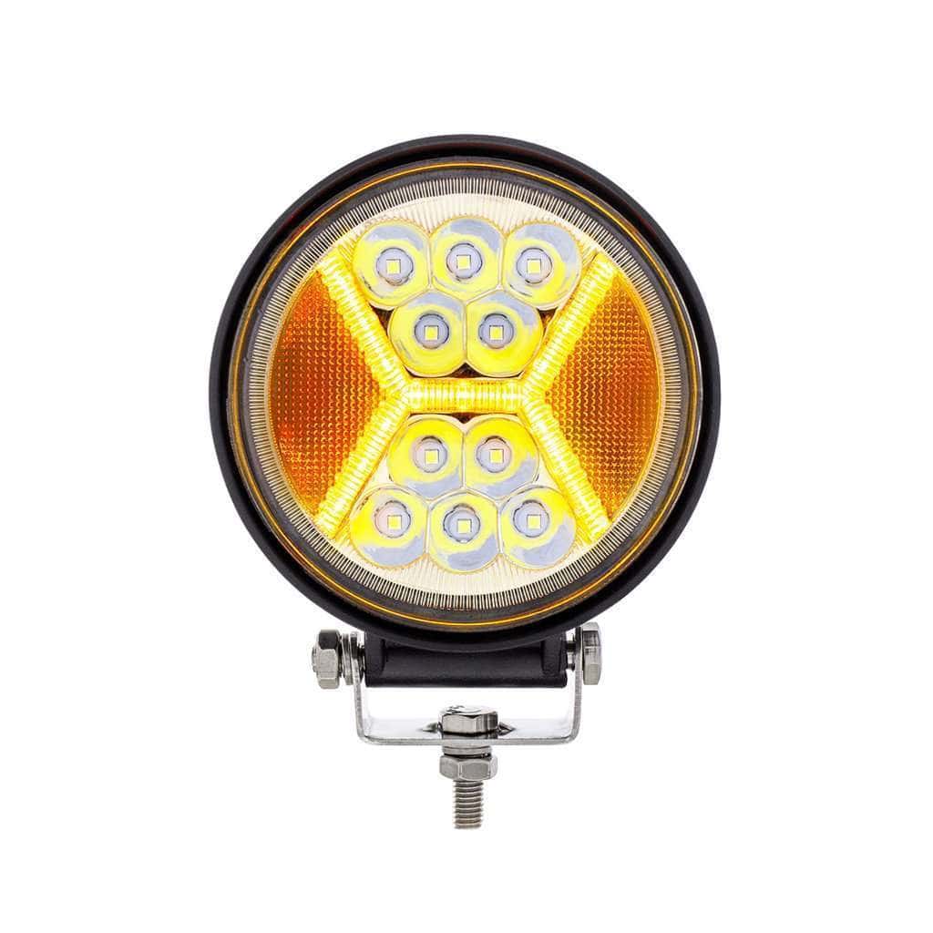 4.5" 24 High Power LED Work Light With "X" Amber Light Guide