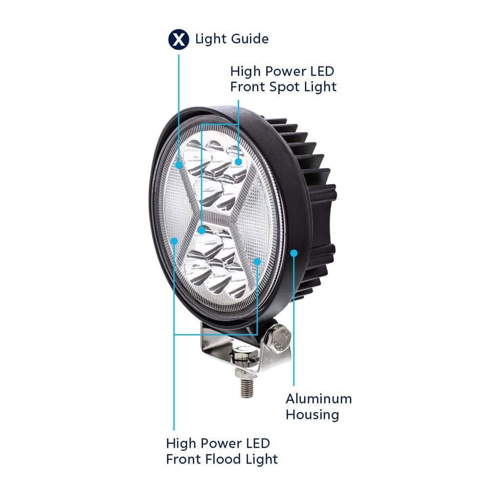 4.5&Quot; 24 High Power Led Work Light With &Quot;X&Quot; Blue Light Guide 7 4.5" 24 High Power LED Work Light With "X" Blue Light Guide