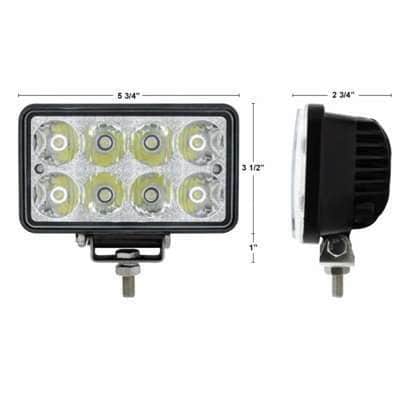 8 High Power Led Rectangular Work Light With Chrome Reflector 5 8 High Power LED Rectangular Work Light With Chrome Reflector