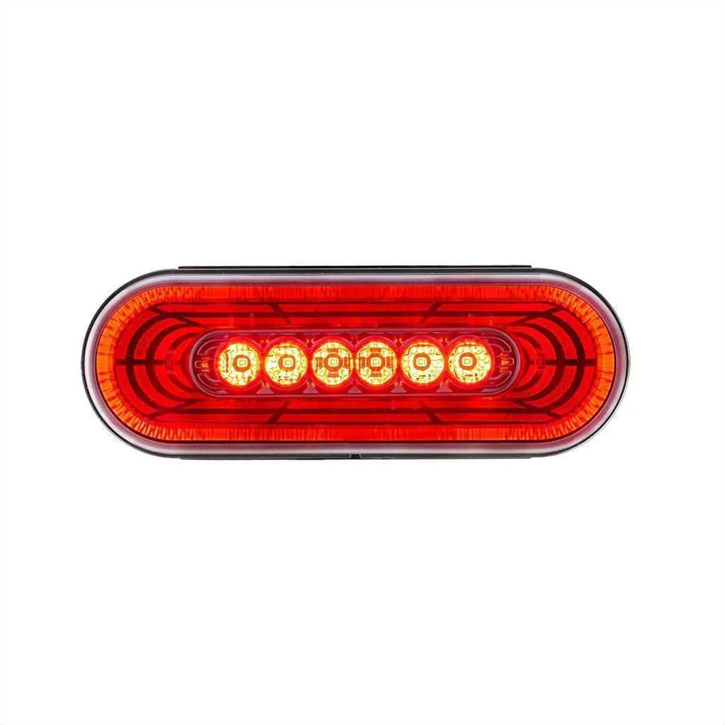 22 LED 6" Oval Abyss Light (Stop/Turn/Tail)-Red LED/Clear Lens
