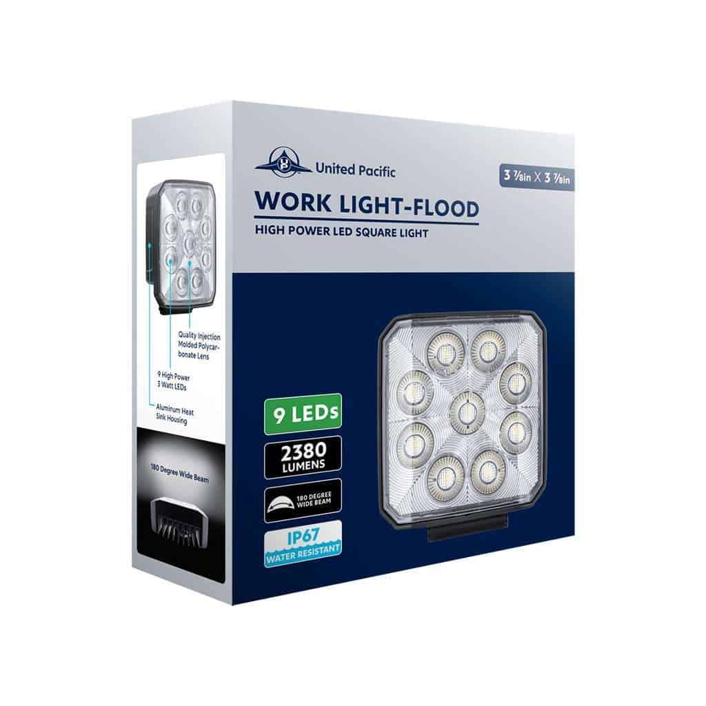 9 Led High Power 3-7/8&Quot; Square Work Light – Flood Beam 8 9 LED High Power 3-7/8" Square Work Light – Flood Beam