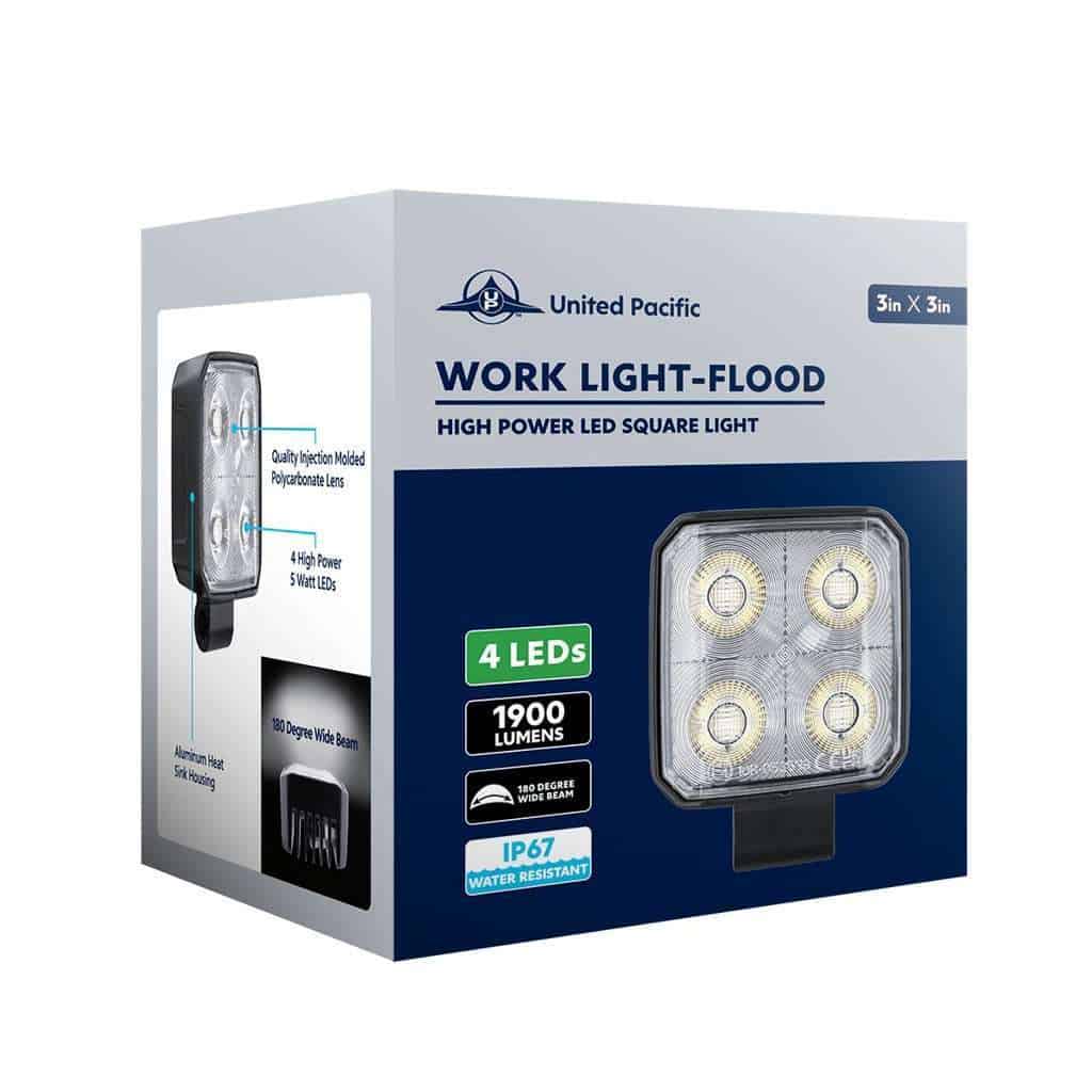 4 Led High Power 3&Quot; Square Work Light – Flood Beam 8 4 LED High Power 3" Square Work Light – Flood Beam