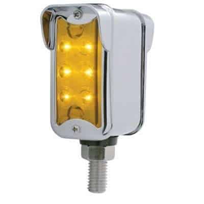 12 LED Dual Function Double Face Light W/Visor - Vertical Mount - Amber LED/Amber Lens