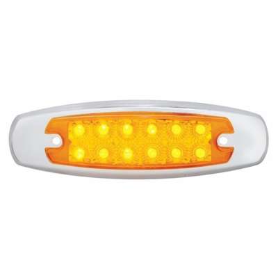 12 LED Reflector Rectangular Light With Bezel (Clearance/Marker) - Amber LED/Amber Lens