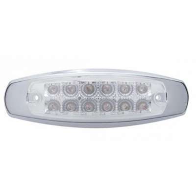 12 LED Reflector Rectangular Light With Bezel (Clearance/Marker) - Amber LED/Clear Lens