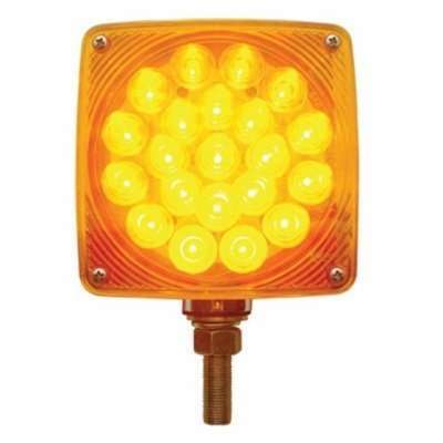 45 LED Single Stud Double Face Turn Signal Light-Amber/Red LED-Amber/Red Lens