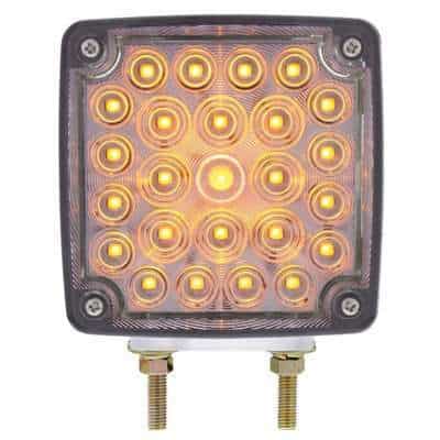 52 LED Double Stud Double Face Turn Signal Light - Amber/Red LED - Clear Lens