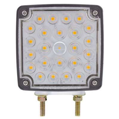 52 LED Double Stud Double Face Turn Signal Light - Amber/Red LED - Clear Lens