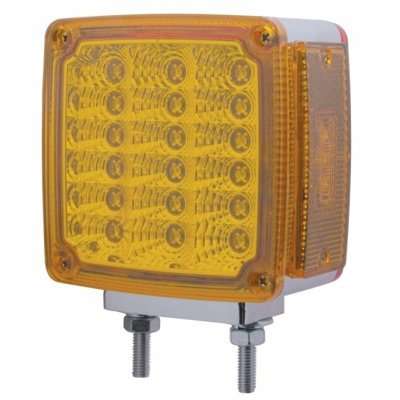 39 LED Reflector 2 Post Double Face Turn Signal Light - Amber & Red LED/Amber & Red Lens