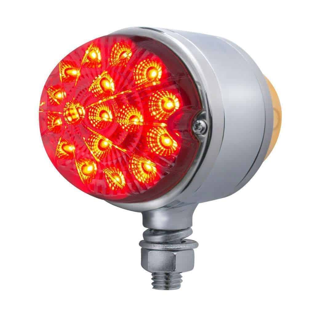 17 LED Dual Function Reflector Double Face Light – Amber & Red w/Clear Lens