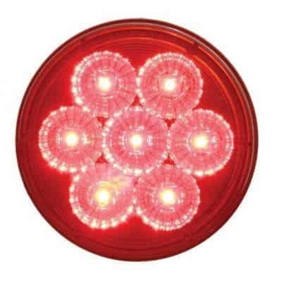 7 LED 4" Round Reflector Light (Stop/Turn/Tail) - Red LED/Red Lens