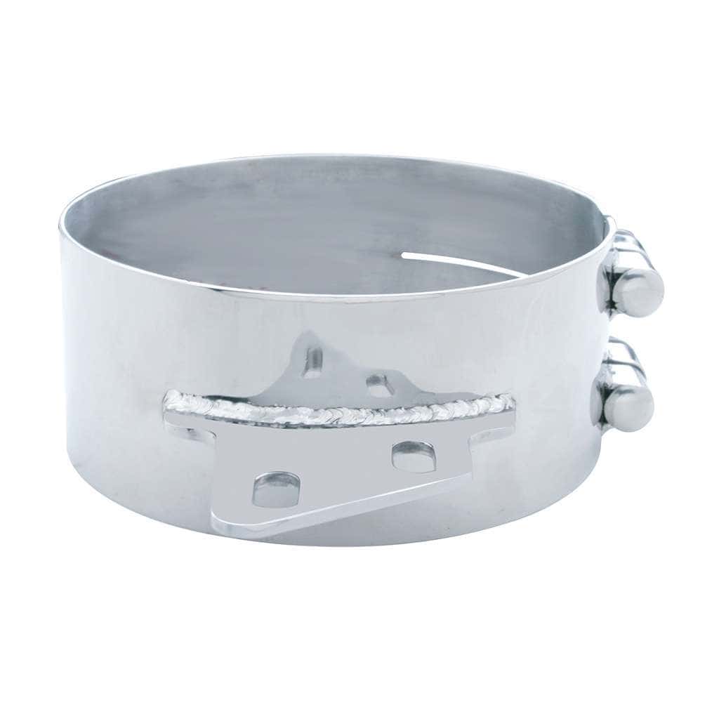 8" Stainless Butt Joint Exhaust Clamp - Angled Bracket
